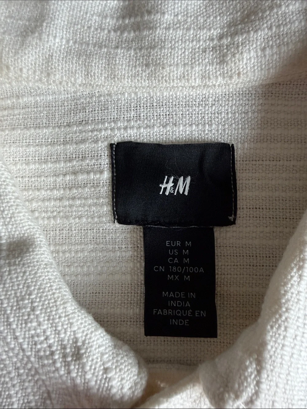 H&M Cream Textured Button-Front Shirt Jacket